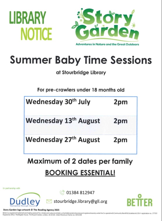 Stourbridge Library - Summer Baby Time Sessions